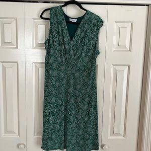 Green and white dress.